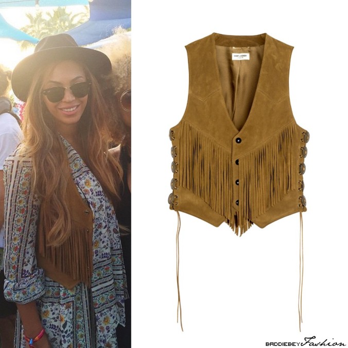 Beyoncé at the Coachella Music Festival 2015 wearing Saint Laurent